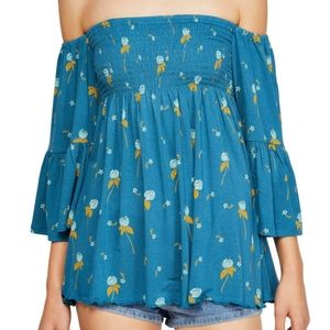 Free People Lana Off the Shoulder Tunic Blue